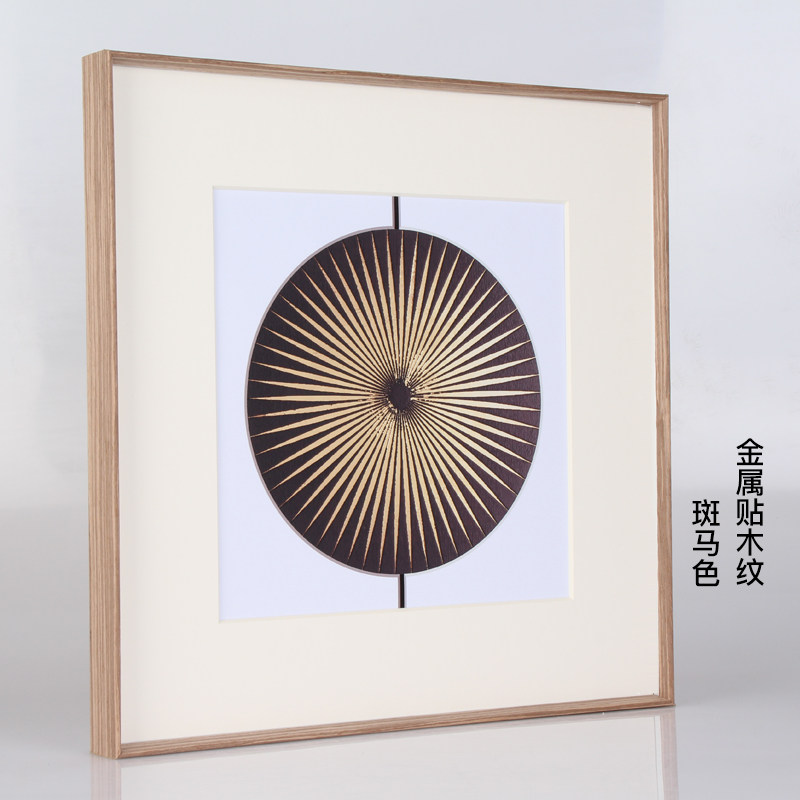 金属实木纹相框简约大画框外框装裱 挂墙铝合金立体8K4K创意定制