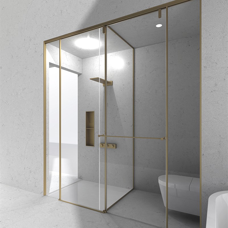 圣嘉红T形移门淋浴房一门两用窄边框浴室钢化玻璃隔断干湿分离