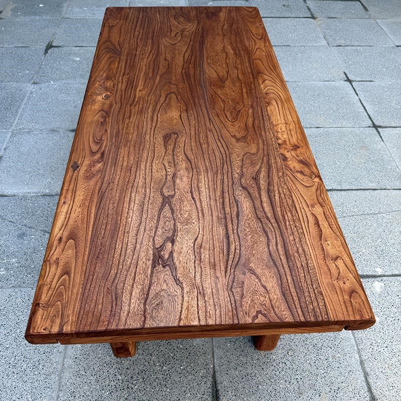 老榆木茶桌实木餐桌复古长桌原木吧台办公简约书桌民宿茶台门板桌