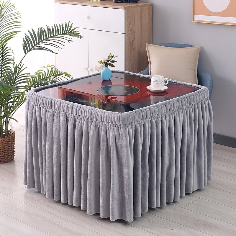 加绒烤火桌子罩套电暖炉罩长方形美甲桌取暖罩茶几电炉罩烤火罩