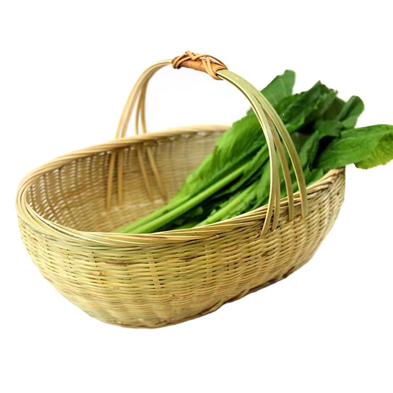 手提篮竹编菜篮子购物篮鸡蛋筐饭店装饰蔬菜篮野餐篮竹箩筐