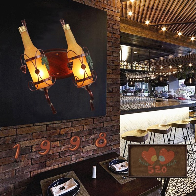 啤酒瓶壁灯欧式酒吧创意吧台灯装饰过道卧室会所灯饰复古墙壁灯具