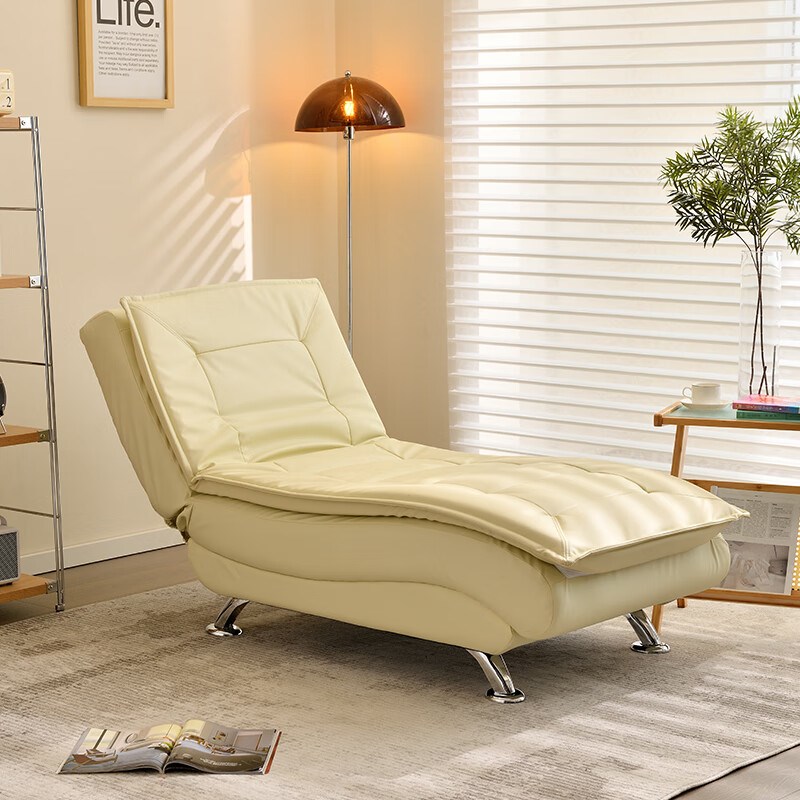 多功能贵妃躺椅小户型家用皮艺单人床阳台卧室折叠午休椅懒人沙发