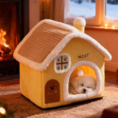 神经猫晴窗雅舍房子窝秋冬保暖半封闭式大空间猫窝宠物窝狗窝