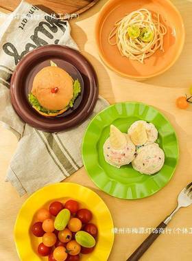 汉HTI堡包造型看的盘碗套装陶瓷创意餐具可爱好菜盘甜子碟釉下彩