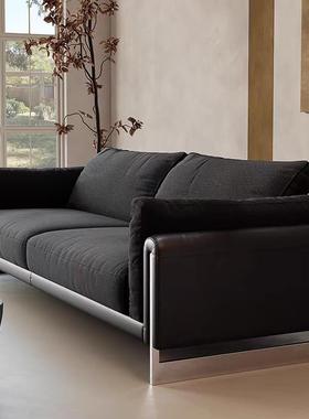 星布艺沙发直小户型沙TCD设计师直排黑色皮配布艺沙发辉客厅沙发