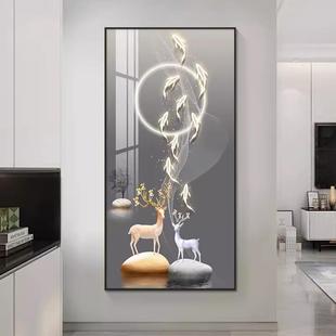 玄关装 大气挂 饰现代简入户走客厅FMG廊尽画头壁画轻奢风过道竖版