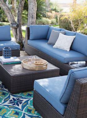 户外发庭院编花园沙酒藤店售楼处阳光房VDR阳台室藤椅茶几家外具