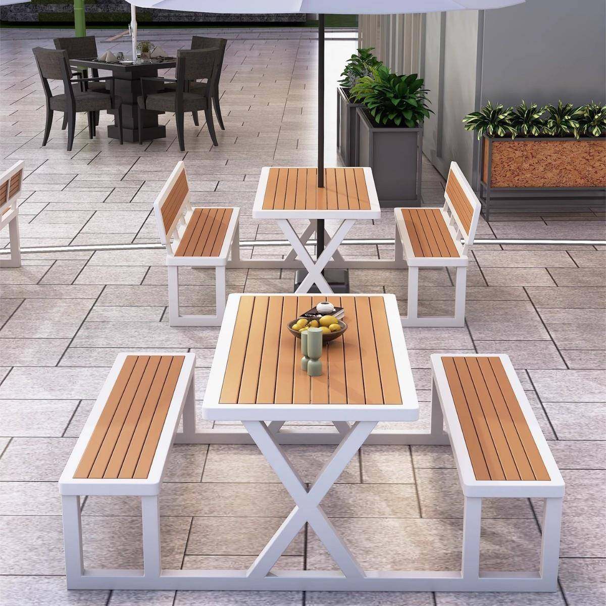 XPL户外庭院露天防水晒连体桌椅外室防商用餐桌木靠背长条桌塑椅,包装,电子元器件包装,淘宝优惠券,粉丝福利购,淘宝优惠卷