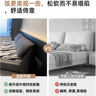 意式极简大象耳朵科技绒布艺床现代简约2米x2米2双人主卧大床婚床