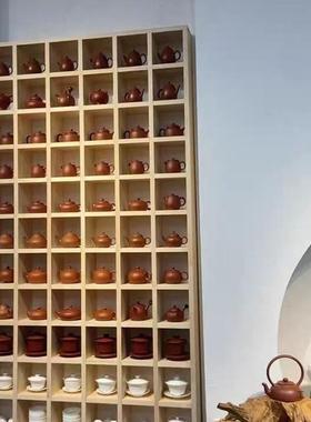 制实木格子架墙挂上收置物定架壁纳柜茶壶展示架985小饰品创意格