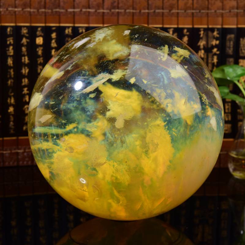 天然黄水晶球摆件招财聚财旺财风水球天然原石熔炼现货厂家直销