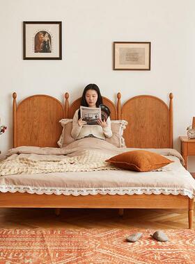 北美桃木全实19145木卧室婚床户型1.5简约白橡小木日式复古1.樱8