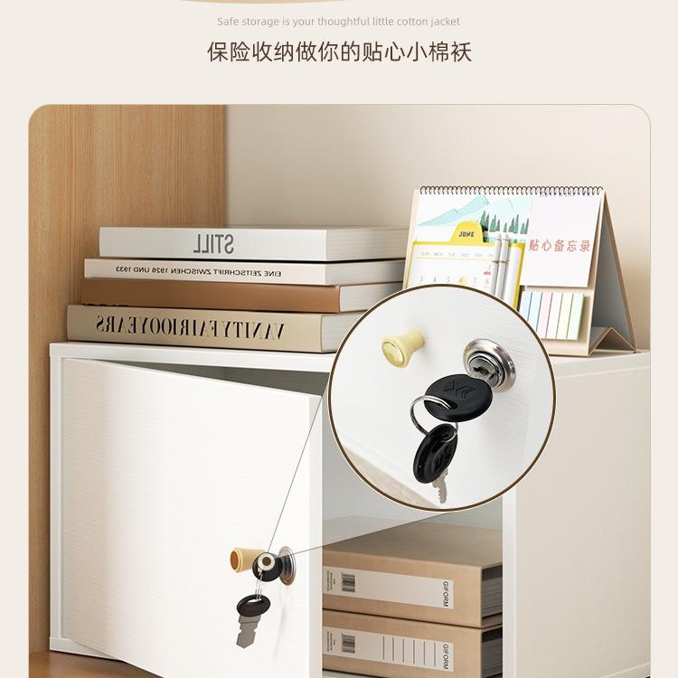 带锁柜子小型收纳柜儿储物箱文件柜带匙童钥加迷你锁木柜单FS7590