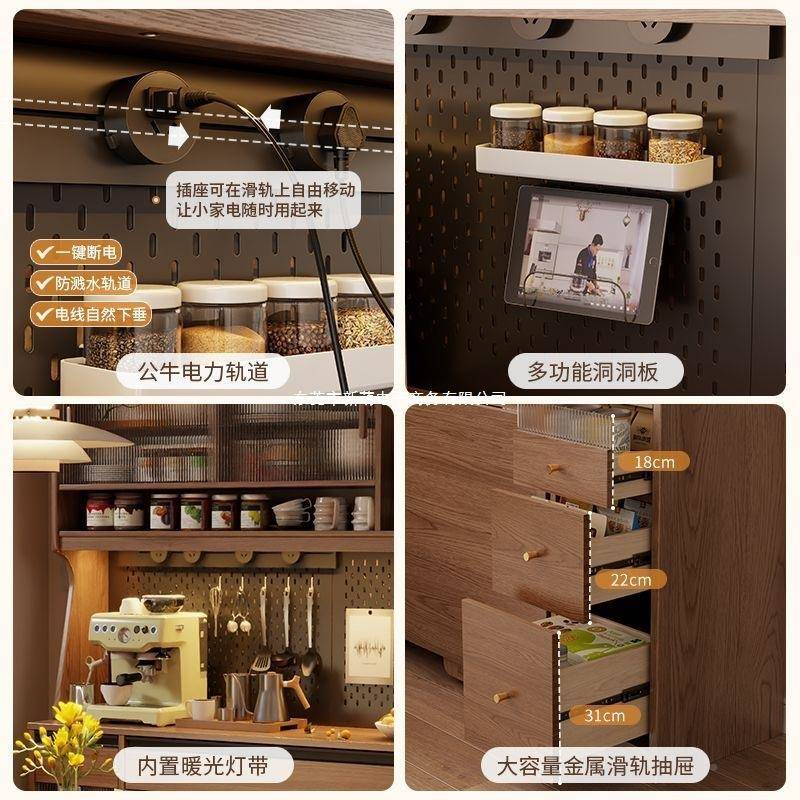木餐边柜餐桌一客厅置实物柜靠墙酒柜叠JNJ简约储物柜带折餐桌体