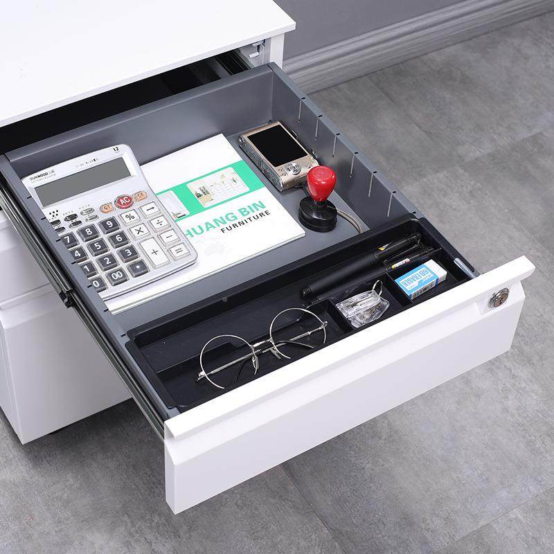 HDG欧美特活动柜皮铁钢三屉可移抽动办公制收纳文件柜桌下加厚矮