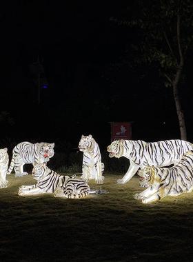 发光塑仿真写实动物老虎件户外玻璃钢公园景区园摆林雕景观1931发