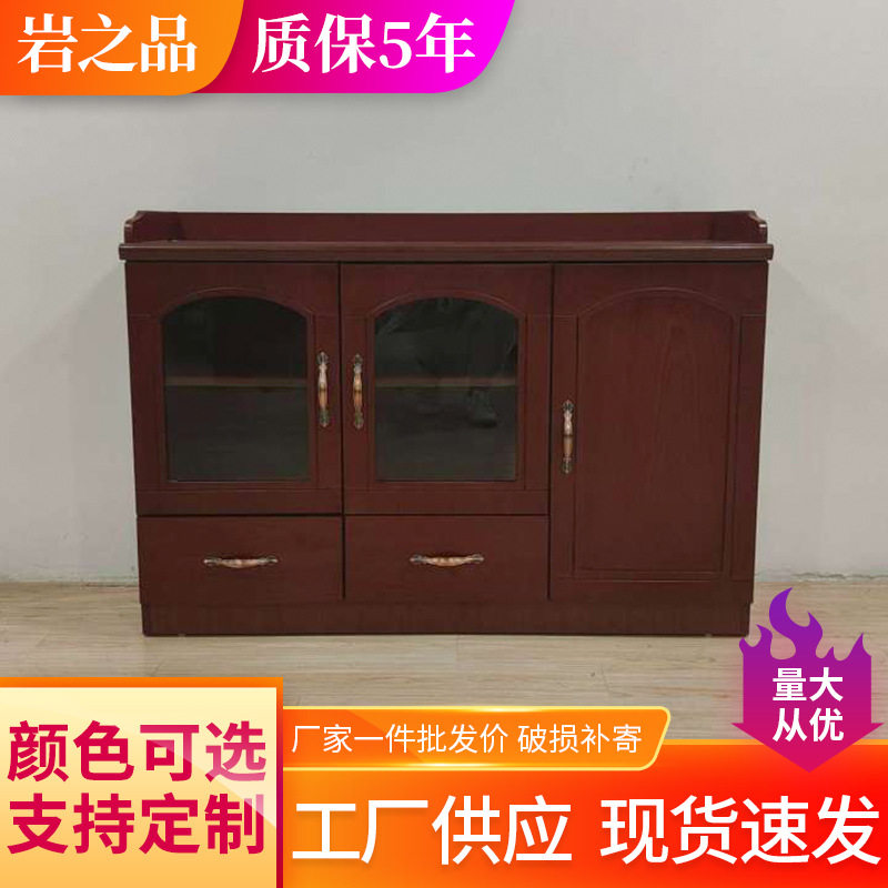 油漆茶水柜矮柜办公室二门储物柜三门会议室茶水台实木皮收纳柜