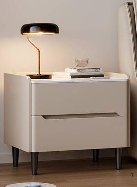 现床代简储约全实木床头柜家用卧室小型边物柜锁985多功带能收纳