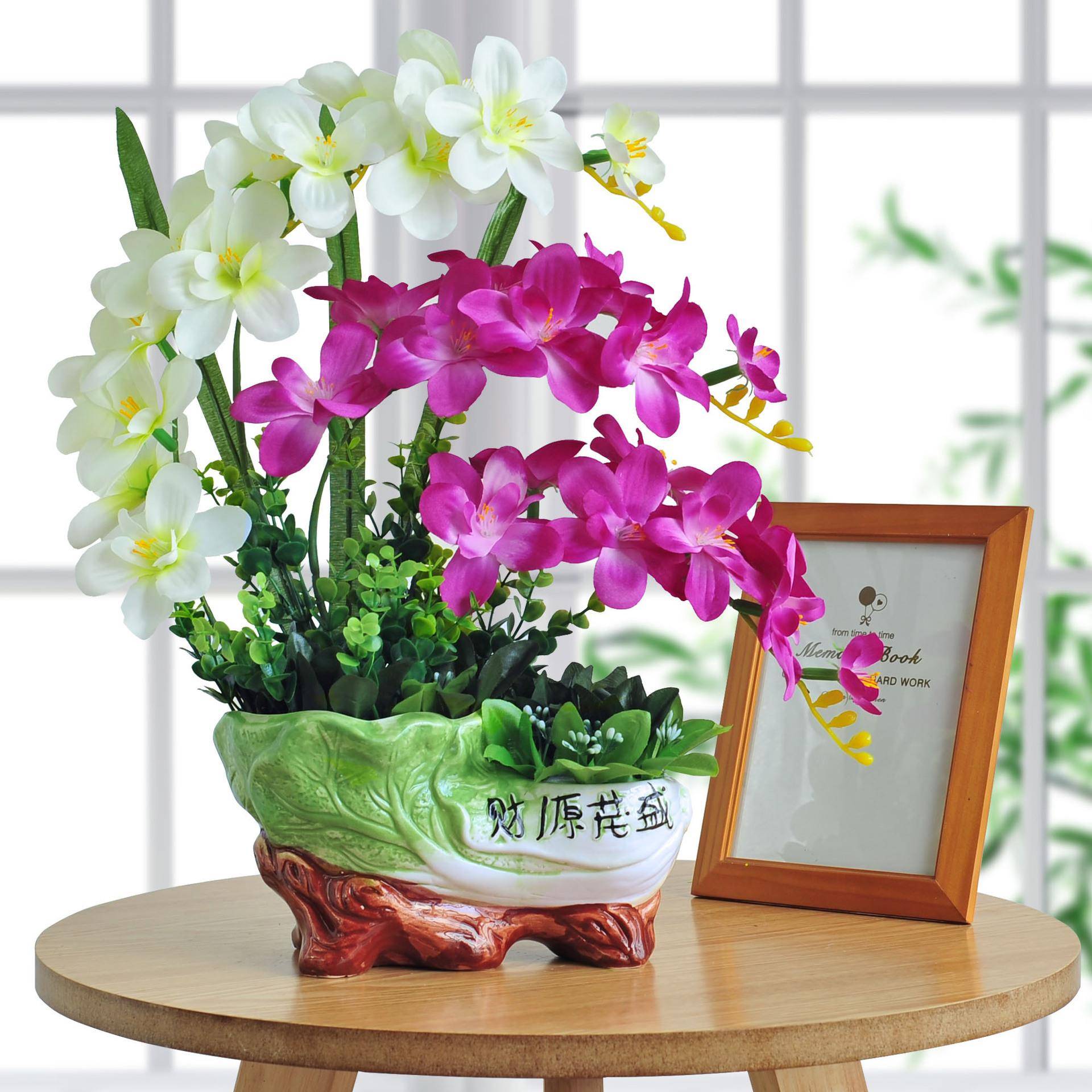 蝴蝶兰套盆装花兰假花盆景摆设室花内客厅办公室装饰品栽F755SJ9T