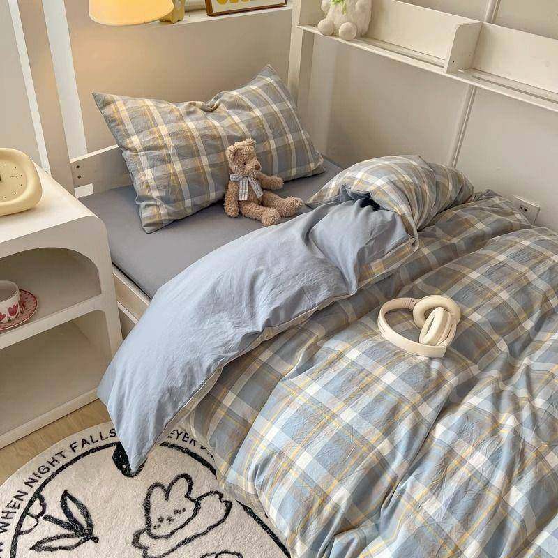 纯棉被罩单人被套单件1子50x200x2AL1012343格宿学生舍被单0床单