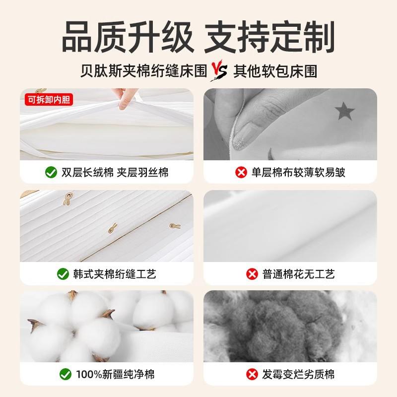 贝肽婴斯儿床床围软包纯棉加厚床防围挡四撞季可拆洗1A905宝宝拼