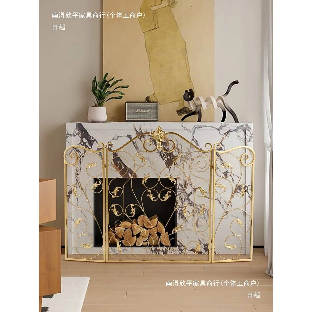 欧式屏风栏芯嵌入式带网铁艺隔断镂空装饰壁炉架防护折屏其他客厅