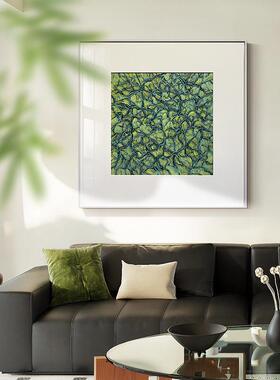 现代抽象客厅沙发背景装饰画绿色线条艺术抽象酒店民宿床头挂画