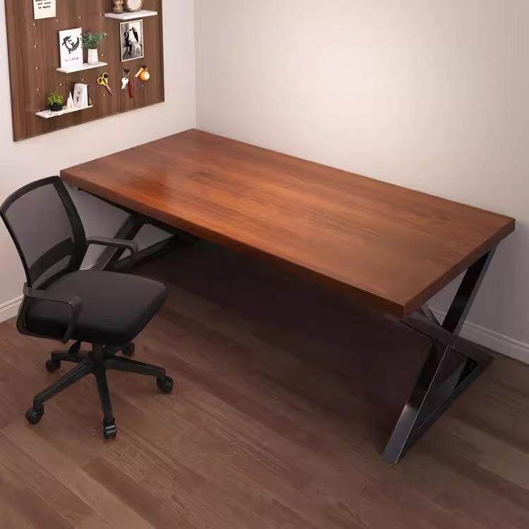 电脑桌台式家用电竞桌简易写字书桌学习工作台实木色长方形办公桌