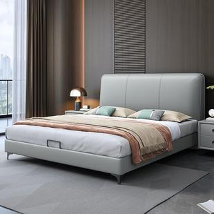 简约现代双人床1.8m意式 1.5m大方块床储物家用轻奢主卧室软体皮床