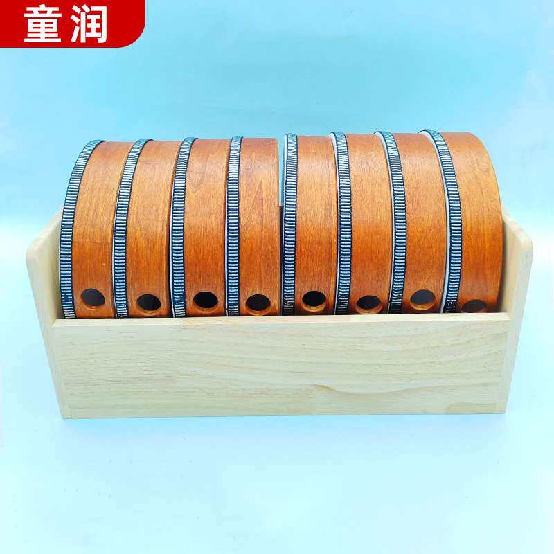 铃鼓奥尔夫乐器8寸胡桃色手鼓加盒子儿童舞台表演伴奏木制手鼓