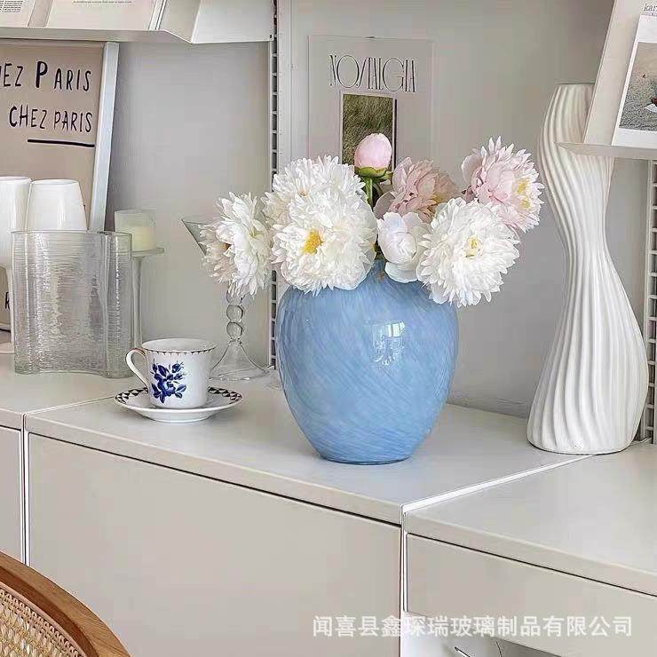 云雾芬顿中古玻璃花瓶摆件粉色插花玻璃复古琉璃法式鲜花家居装饰,鲜花速递/花卉仿真/绿植园艺,割草机/草坪机,淘宝优惠券,粉丝福利购,淘宝优惠卷