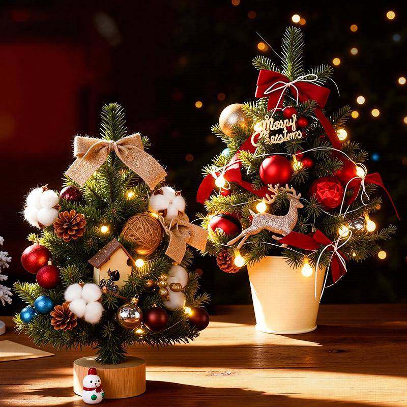 2026年新款小型圣诞树仿真带灯桌面布置摆件圣诞节迷你场景装饰品,鲜花速递/花卉仿真/绿植园艺,割草机/草坪机,淘宝优惠券,粉丝福利购,淘宝优惠卷