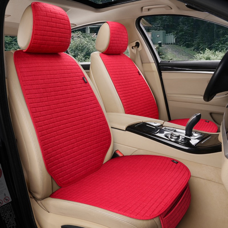 汽车坐垫四季通用亚麻主驾驶小蛮腰车内座椅单片五座防滑座垫