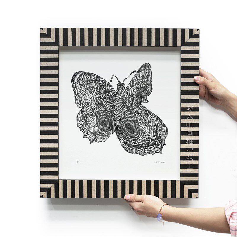 黑白简约现代法式实木画框定制相框装裱版画油画框外框相框镜家居