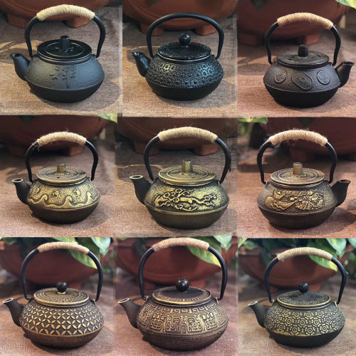 酒店博古架软装中式铁壶家居茶室茶柜装饰摆件茶壶复古礼品壶0.3L