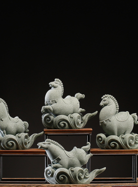 创意青砂石十二生肖马精品茶宠摆件国潮风家居客厅桌面鱼缸装饰品