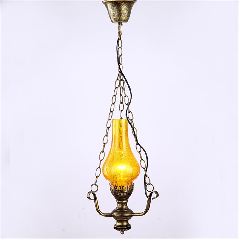 欧式复古地中海铁艺单头吊灯创意个性酒吧灯阳台灯过道灯茶馆灯具