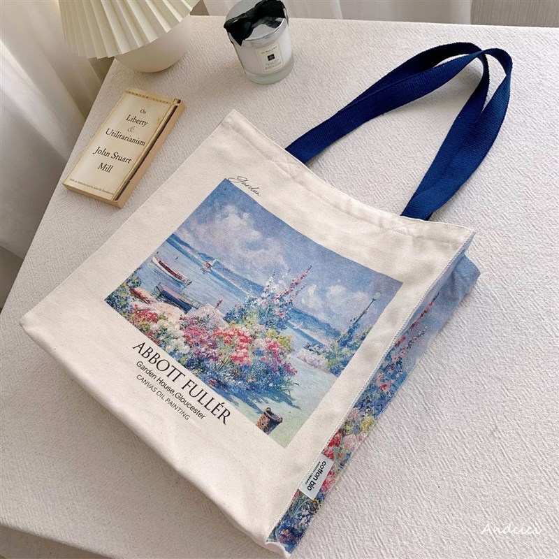 NDCICI@BBOTT GRDEN油画拉链帆布包袋上班通勤学生书包单肩包