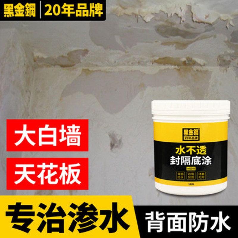 黑金钢背水面防水涂料厨卫外墙屋顶防水补漏材料堵漏王封闭隔离剂
