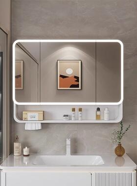 太空铝弧智能31184浴室镜柜铝圆合镜箱物卫生间挂墙式收金纳储柜