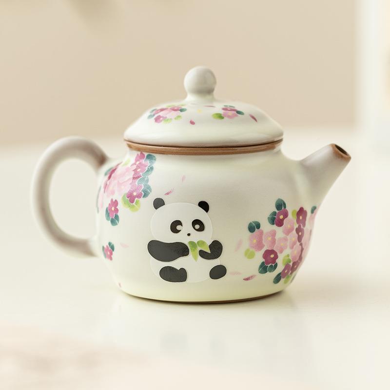 德猪油冻熊猫钟壶中式用汝窑24JS08-0茶壶泡茶家茶具壶迷你小壶开