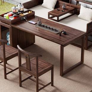 宋氏美学乌金木实木茶桌椅小户型家用岛台一体干泡阳台禅意泡茶台