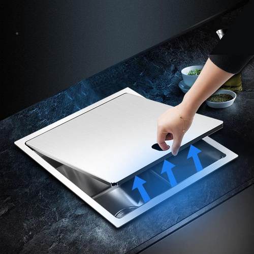 房30藏4不FRR锈厨钢隐式小单槽房吧车中岛台带盖隐形折叠茶水间水