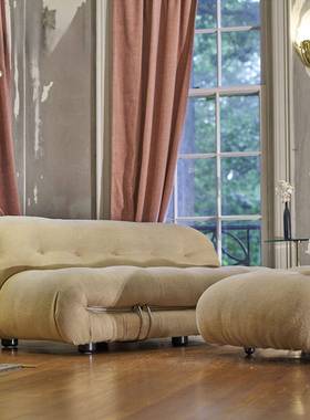 JSF-246UYI巨一复古创意现代厅奢皮艺别墅河双人布艺客轻懒人马沙