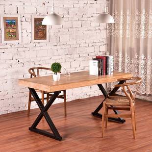 办公室铁艺实木办公桌复古老板桌椅组合家具职员会议桌简约办公椅