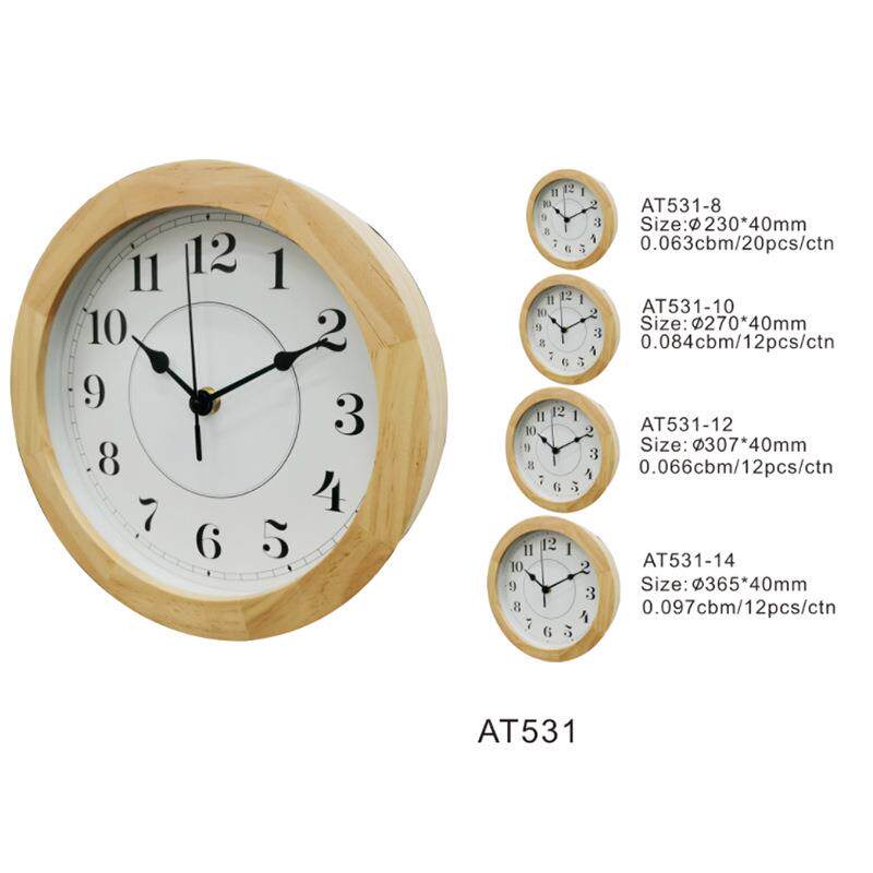 直角实木框圆挂钟钟53T1LQH新中式客A厅静音扫秒时家用装饰木头钟