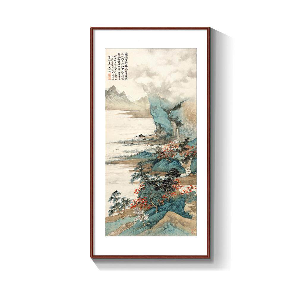 吴帆《霜林烟湖》画国浦画中张善子式名家山水画玄关装饰办公室书