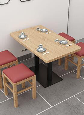 实木岩馆板餐桌商用小吃店快餐食店堂WBO烧烤饭店面实方凳桌椅木