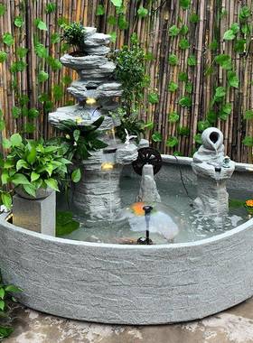 KPH户外庭院大型泉假山循环流水喷件落地摆花院子水系景园观鱼池